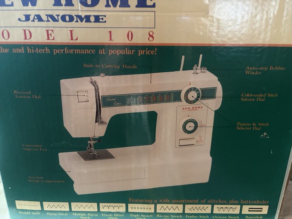 New Home Janome Model 108 Limited Edition Sewing Machine Tested Working w/ Box
